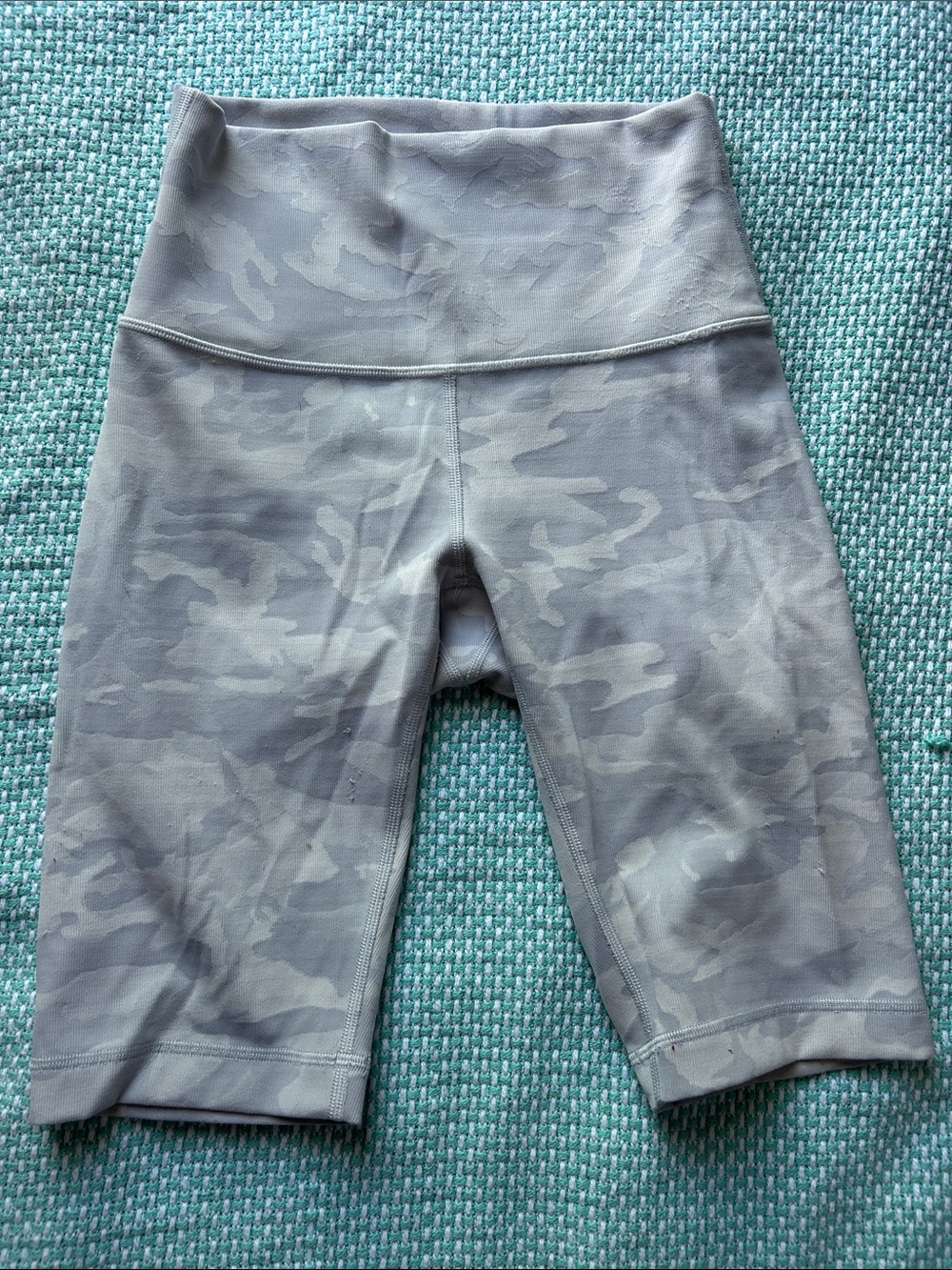 High-Waist Gray Camo Bike Shorts